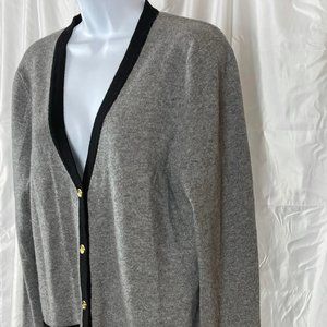 C BY BLOOMINGDALE'S, WOMEN'S XL GRAY CASHMERE CARDIGAN SWEATER